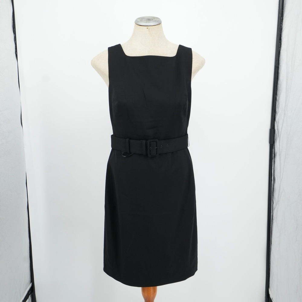 M.M.LaFleur Cynthia Belted Dress Italian Wool Twill 4 Black Professional